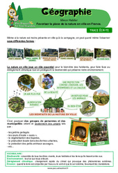 Leçon Favoriser la place de la nature en ville en France - Cours, Leçon - Miss Boussole : 7ème Harmos - Cycle 3 - PDF à imprimer
