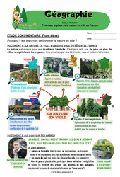 Exercice Favoriser la place de la nature en ville en France - Exercices - Miss Boussole : 7ème Harmos - Cycle 3 - PDF à imprimer