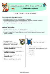 La fraternité et l’empathie - Fiche de préparation - EMC : 6ème Harmos - Cycle 3 - PDF à imprimer