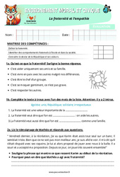 La fraternité et l’empathie - Examen Evaluation - EMC : 6ème Harmos - Cycle 3 - PDF à imprimer