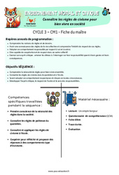 Connaître les règles de civisme pour bien vivre en société - Fiche de préparation - EMC : 6ème Harmos - Cycle 3 - PDF à imprimer