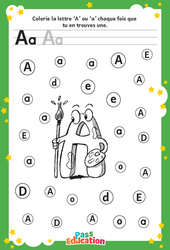 Lettre A - Discrimination visuelle : 1ère, 2ème Harmos - Cycle 1 - PDF à imprimer