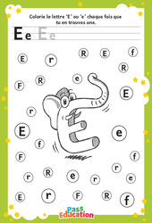 Lettre E - Discrimination visuelle : 1ère, 2ème Harmos - Cycle 1 - PDF à imprimer