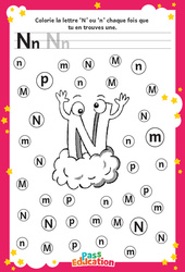 Lettre N - Discrimination visuelle : 1ère, 2ème Harmos - Cycle 1 - PDF à imprimer