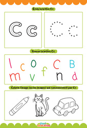 Exercice Lettre C - Apprendre à écrire les lettres -  Maternelle : 1ère, 2ème Harmos - Cycle 1 - PDF à imprimer