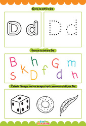 Exercice Lettre D - Apprendre à écrire les lettres -  Maternelle : 1ère, 2ème Harmos - Cycle 1 - PDF à imprimer