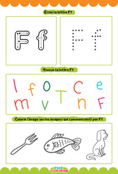 Exercice Lettre F - Apprendre à écrire les lettres -  Maternelle : 1ère, 2ème Harmos - Cycle 1 - PDF à imprimer