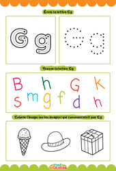 Exercice Lettre G - Apprendre à écrire les lettres -  Maternelle : 1ère, 2ème Harmos - Cycle 1 - PDF à imprimer