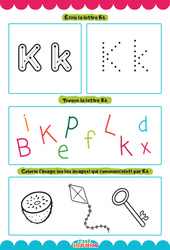 Lettre K - Apprendre à écrire les lettres -  Maternelle : 1ère, 2ème Harmos - Cycle 1 - PDF à imprimer