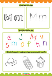 Lettre M - Apprendre à écrire les lettres -  Maternelle : 1ère, 2ème Harmos - Cycle 1 - PDF à imprimer
