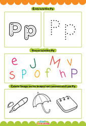 Lettre P - Apprendre à écrire les lettres -  Maternelle : 1ère, 2ème Harmos - Cycle 1 - PDF à imprimer