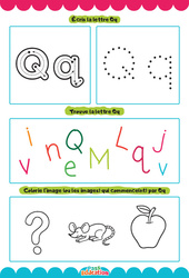 Lettre Q - Apprendre à écrire les lettres -  Maternelle : 1ère, 2ème Harmos - Cycle 1 - PDF à imprimer
