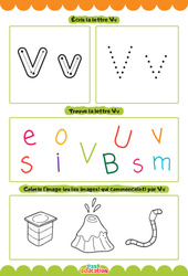 Lettre V - Apprendre à écrire les lettres -  Maternelle : 1ère, 2ème Harmos - Cycle 1 - PDF à imprimer