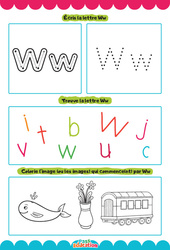 Lettre W - Apprendre à écrire les lettres -  Maternelle : 1ère, 2ème Harmos - Cycle 1 - PDF à imprimer