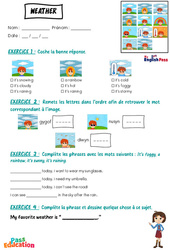 Exercice Weather - Exercices - Apprends l’anglais avec Kelly and James : 2ème Harmos, 3eme, 4ème, 5ème, 6ème, 7ème Harmos - PDF à imprimer