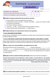 Evaluation La ponctuation - Examen Evaluation avec les corrigés : 7ème Harmos - Cycle 3 - PDF à imprimer