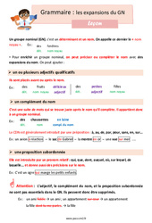 Leçon Les expansions du groupe nominal (GN) - Cours, Leçon : 7ème Harmos - Cycle 3 - PDF à imprimer