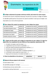 Exercice Les expansions du groupe nominal (GN) - Exercices avec les corrigés : 7ème Harmos - Cycle 3 - PDF à imprimer