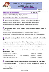 L’adjectif qualificatif - Fiches épithète et attribut - Examen Evaluation avec les corrigés : 7ème Harmos - Cycle 3 - PDF à imprimer