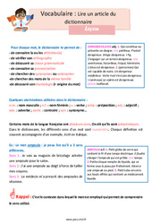 Lire un article du dictionnaire - Cours, Leçon : 7ème Harmos - Cycle 3 - PDF à imprimer