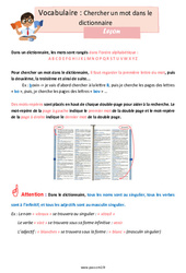 Chercher un mot dans le dictionnaire - Cours, Leçon : 7ème Harmos - Cycle 3 - PDF à imprimer