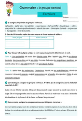 Exercice Le groupe nominal - Exercices avec les corrigés : 7ème Harmos - Cycle 3 - PDF à imprimer