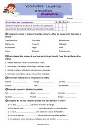 Evaluation Les préfixes et les suffixes - Examen Evaluation avec la correction : 7ème Harmos - Cycle 3 - PDF à imprimer