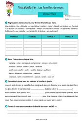 Les familles de mots - Exercices avec les corrections : 7ème Harmos - Cycle 3 - PDF à imprimer