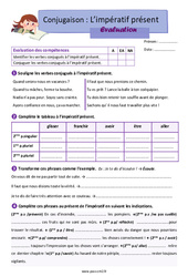 L’impératif présent - Examen Evaluation avec la correction : 7ème Harmos - Cycle 3 - PDF à imprimer