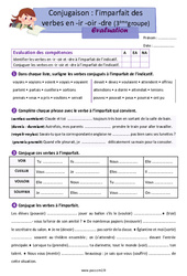 Imparfait des verbes en - ir, - oir et - dre (3e groupe) - Examen Evaluation avec les corrections : 4ème Harmos - Cycle 2 - PDF à imprimer