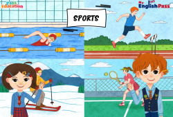 Sports - Vocabulaire - Séquence complète - Apprends l’anglais avec Kelly and James : 2ème Harmos, 3eme, 4ème, 5ème, 6ème, 7ème Harmos - PDF à imprimer