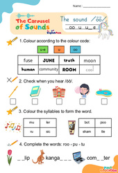 /ōō/ oo u u_e - Carousel of Sounds - Vidéo interactive + - Fiches + Poster : 2ème Harmos, 3eme, 4ème, 5ème, 6ème, 7ème Harmos - PDF à imprimer