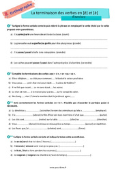 Exercice La fin des verbes en [é] et [è] - Exercices avec les corrections : 8ème Harmos - Cycle 3 - PDF à imprimer