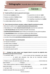 Accords dans un GN complexe - Exercices corrigés : 10ème, 11ème Harmos - PDF à imprimer