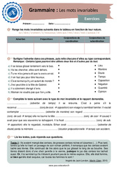 Les mots invariables - Grammaire - Je me prépare au Brevet : 11ème Harmos - PDF à imprimer