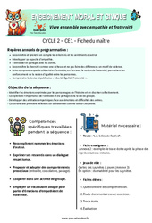 Vivre ensemble avec empathie et fraternité - Séquence - Fiche de préparation - EMC : 4ème Harmos - PDF à imprimer