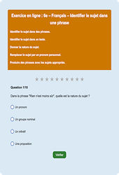 Cours et exercice : Identifier le sujet dans une phrase - Fiches  - Exercice en ligne : 8ème Harmos
