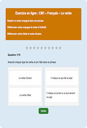 Le verbe - Fiches Exercice en ligne  - Fiches Français - Grammaire : 6ème Harmos