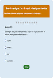 Les figures de style - Fiches Exercice en ligne  - Fiches Français - Vocabulaire / Lexique : 11ème Harmos