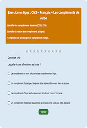 Les compléments de verbe - Fiches Exercice en ligne  - Fiches Français - Grammaire : 7ème Harmos