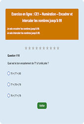 Leçon, exercice et évaluation :<br/> Encadrer et intercaler les nombres jusqu'à 99 - Fiches  - Exercice en ligne : 4ème Harmos