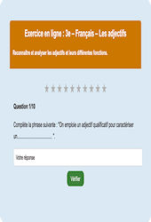 Cours et exercice : Les adjectifs - Fiches  - Exercice en ligne : 11ème Harmos