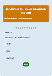 Leçon, exercice et évaluation :<br/> La phrase - Fiches  - Exercice en ligne (2) : 4ème Harmos