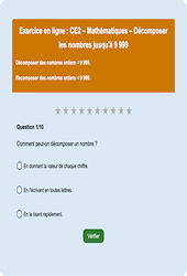 Décomposer les nombres jusqu'à 9 999 - Fiches Exercice en ligne  - Fiches Mathématiques - Numération : 5ème Harmos