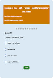 Leçon, exercice et évaluation :<br/> Identifier le sujet, Compléter une phrase - Fiches  - Exercice en ligne : 4ème Harmos