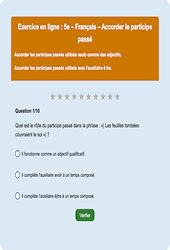 Cours et exercice : L'accord du participe passé - Fiches  - Exercice en ligne : 9eme Harmos