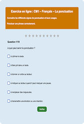 La ponctuation - Fiches Exercice en ligne  - Fiches Français - Grammaire : 6ème Harmos