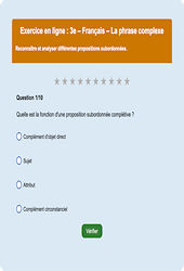 Cours et exercice : La phrase complexe - Fiches  - Exercice en ligne (2) : 11ème Harmos