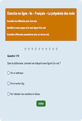 Cours et exercice : La polysémie des mots - Fiches  - Exercice en ligne : 8ème Harmos