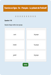 Le présent de l'indicatif - Fiches Exercice en ligne  - Fiches Français - Conjugaison : 9eme Harmos